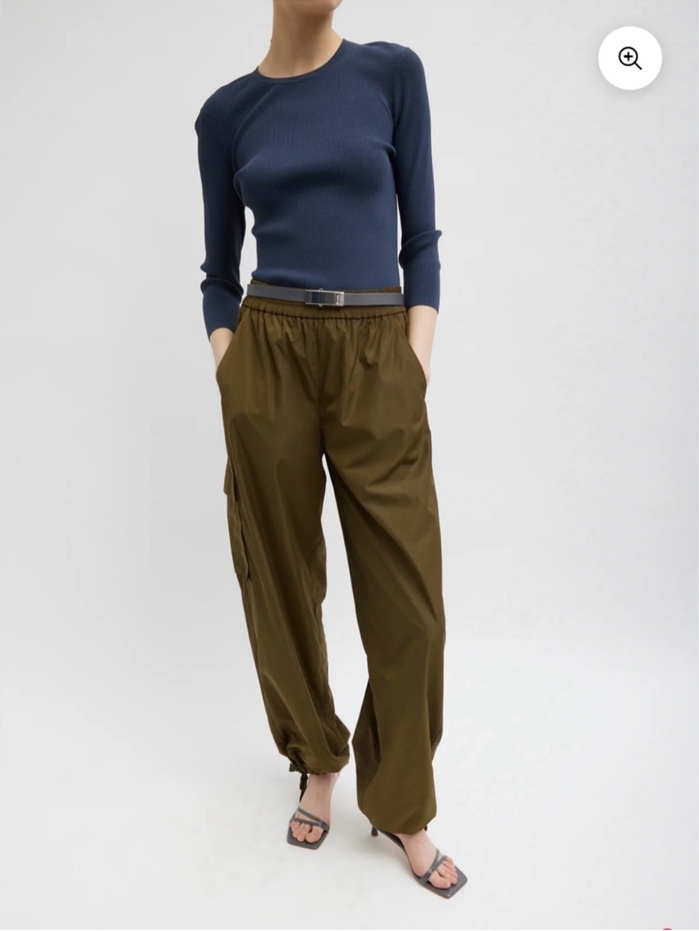 Tibi Italian Sporty Nylon Wide Leg Pull-On Pant